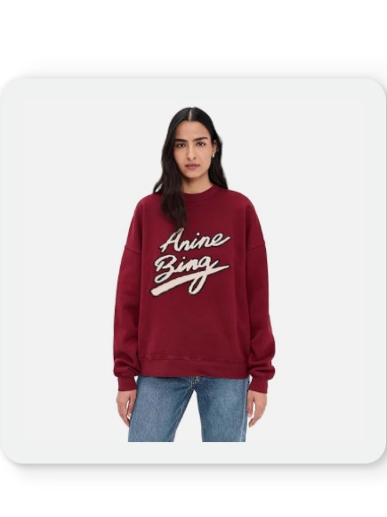 Anine Bing Wine Red Script Logo Sweatshirt